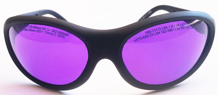 585nm OD 6.5 Dye Laser Safety Glasses